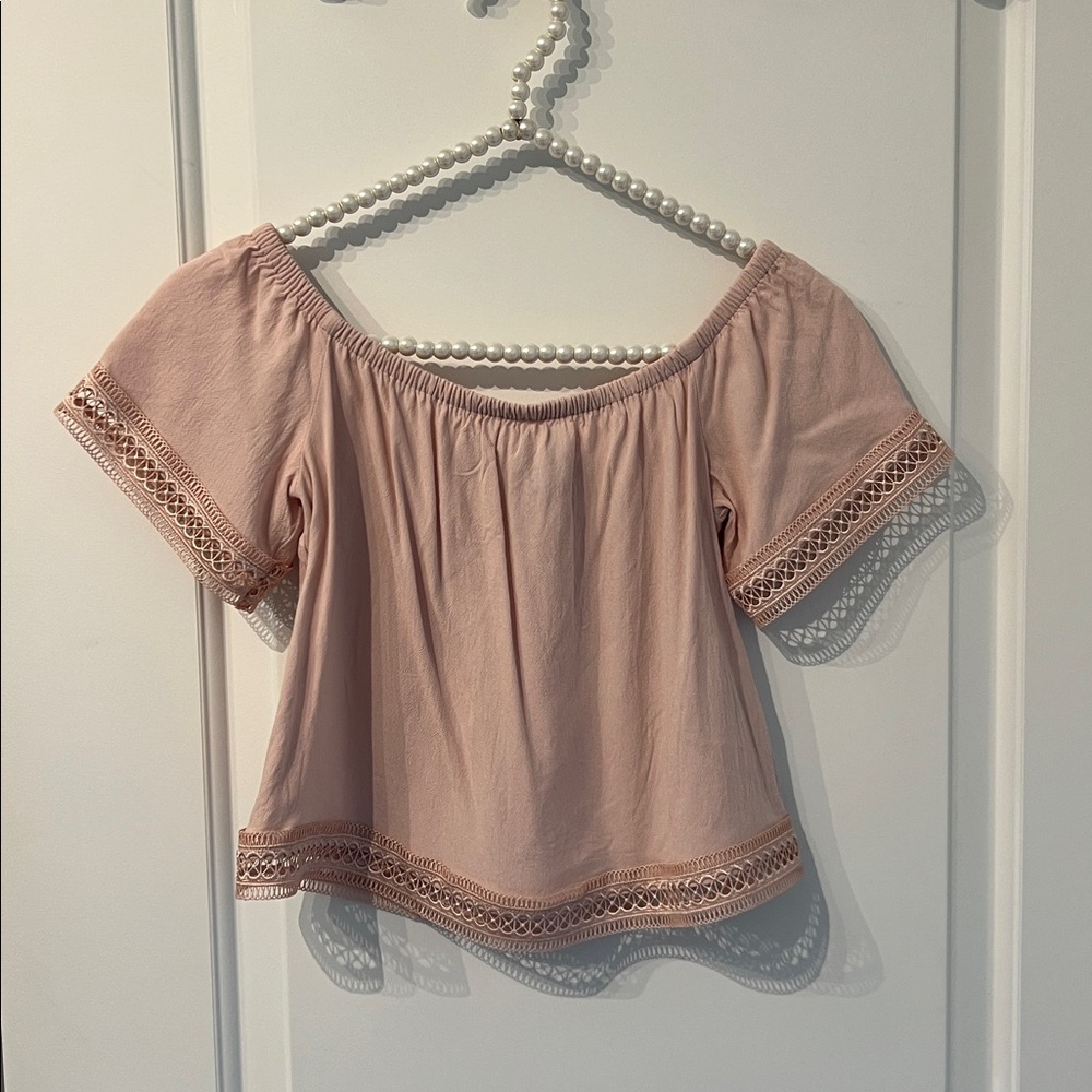 Express Light Pink Off The Shoulder Top